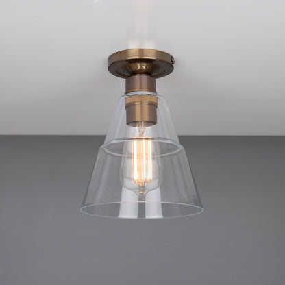 Rigale Flush Ceiling Light with Stepped Glass Lamp Shade