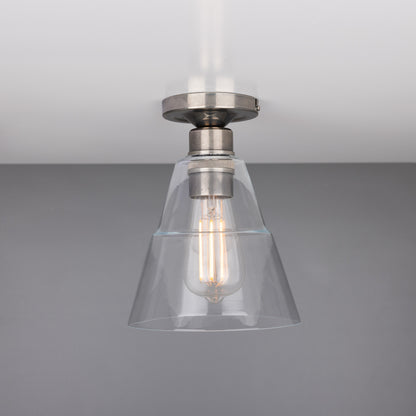 Rigale Flush Ceiling Light with Stepped Glass Lamp Shade