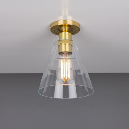 Rigale Flush Ceiling Light with Stepped Glass Lamp Shade