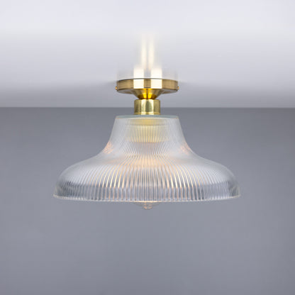 Mono Industrial Holophane Glass Flush Ceiling Light