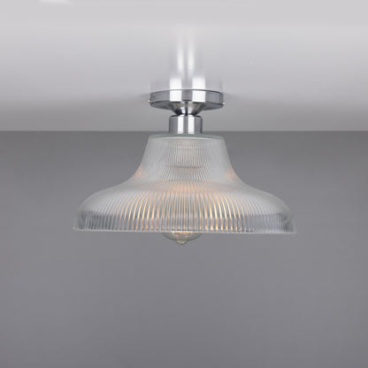 Mono Industrial Holophane Glass Flush Ceiling Light
