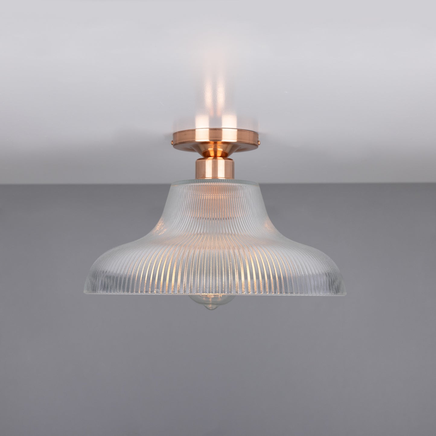 Mono Industrial Holophane Glass Flush Ceiling Light