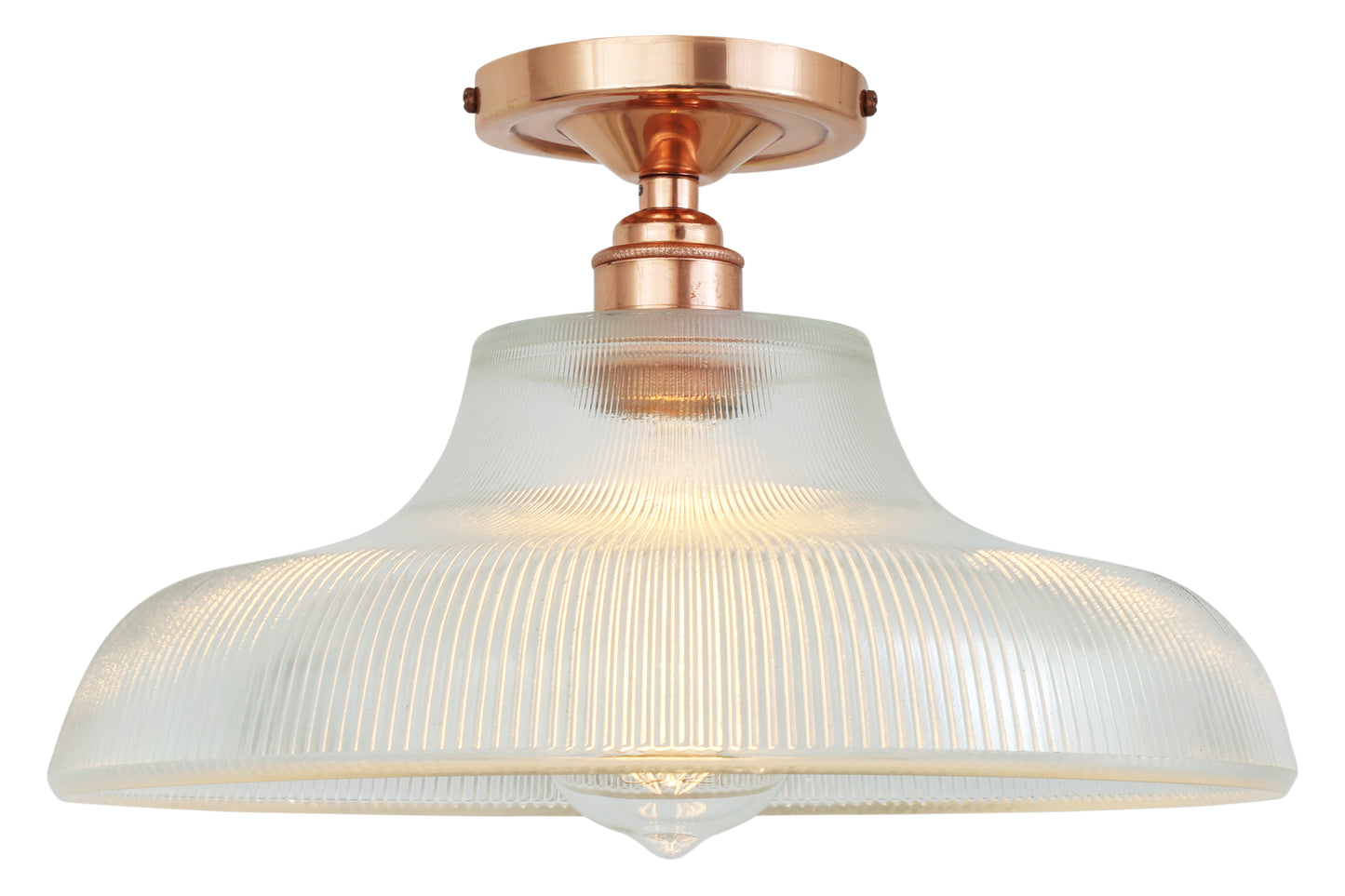 Mono Industrial Holophane Glass Flush Ceiling Light