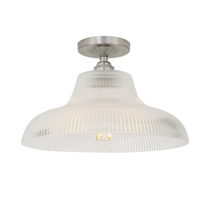 Mono Industrial Holophane Glass Flush Ceiling Light
