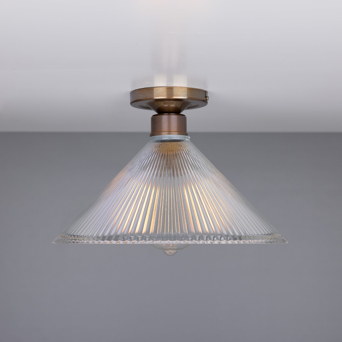 Plafonnier encastré en verre Holophane vintage Hanoi 30 cm