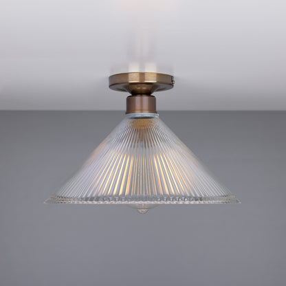 Plafonnier encastré en verre Holophane vintage Hanoi 30 cm