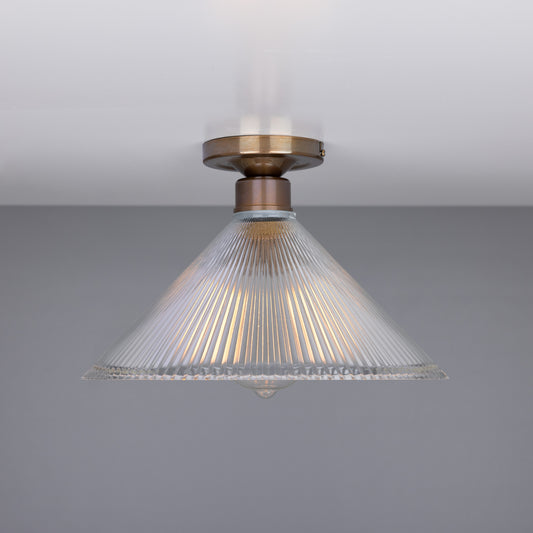 Plafonnier encastré en verre Holophane vintage Hanoi 30 cm