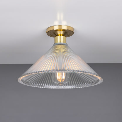 Plafonnier encastré en verre Holophane vintage Hanoi 30 cm