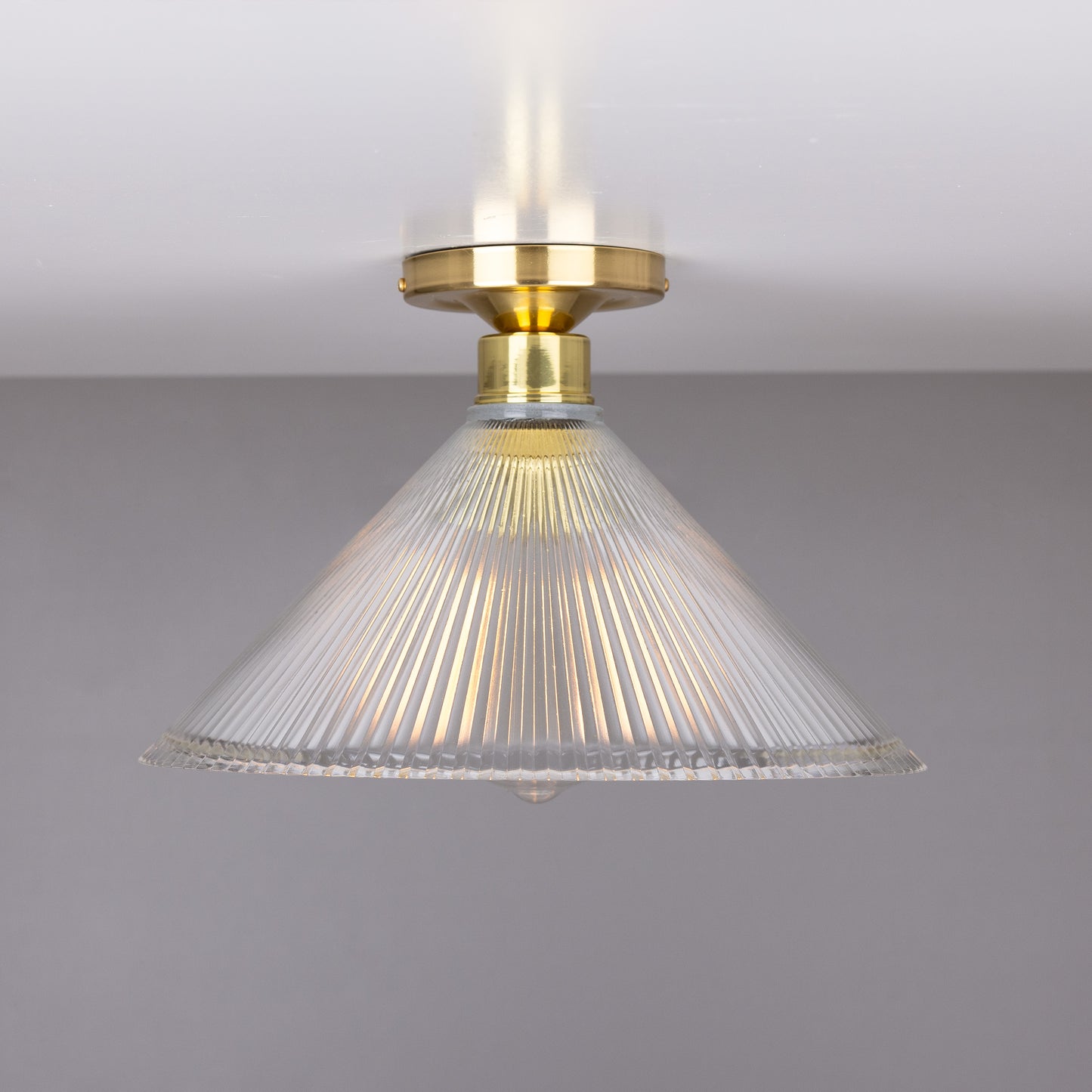 Plafonnier encastré en verre Holophane vintage Hanoi 30 cm