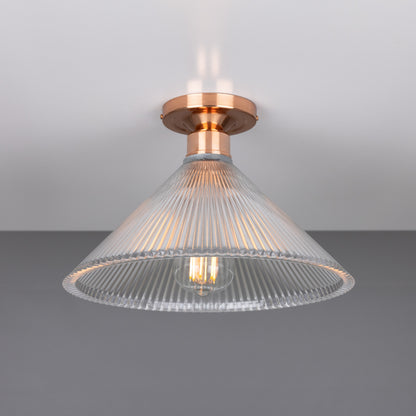 Plafonnier encastré en verre Holophane vintage Hanoi 30 cm