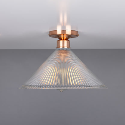 Plafonnier encastré en verre Holophane vintage Hanoi 30 cm
