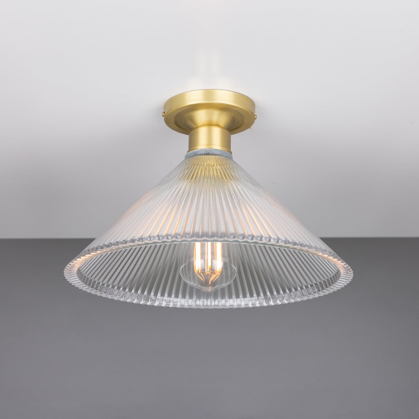 Plafonnier encastré en verre Holophane vintage Hanoi 30 cm