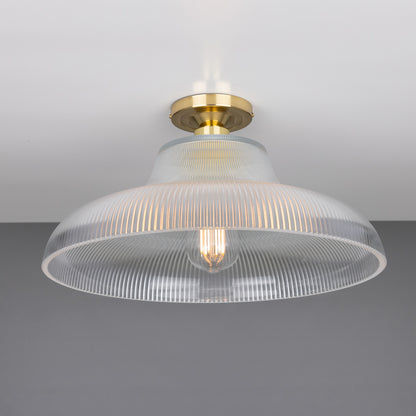 Mono Industrial Holophane Glass Flush Ceiling Light