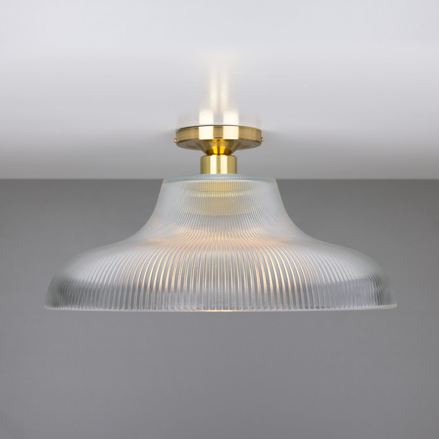 Mono Industrial Holophane Glass Flush Ceiling Light