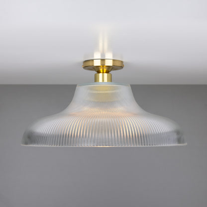 Mono Industrial Holophane Glass Flush Ceiling Light
