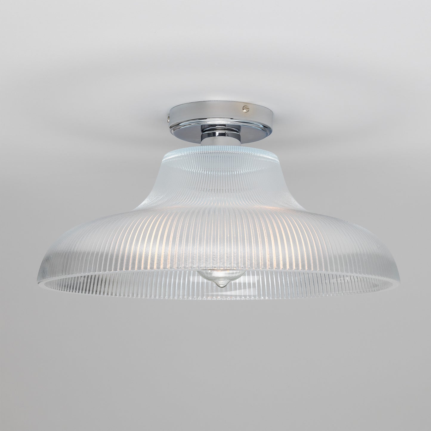 Mono Industrial Holophane Glass Flush Ceiling Light