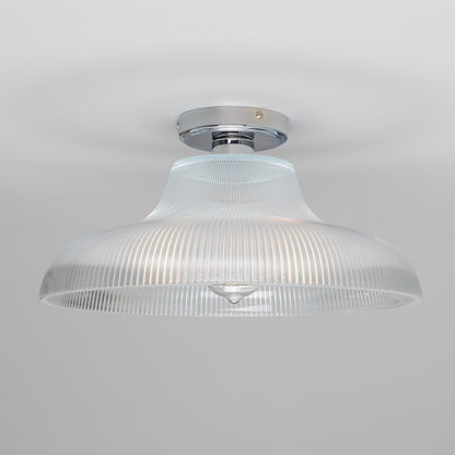 Mono Industrial Holophane Glass Flush Ceiling Light