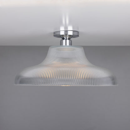 Mono Industrial Holophane Glass Flush Ceiling Light