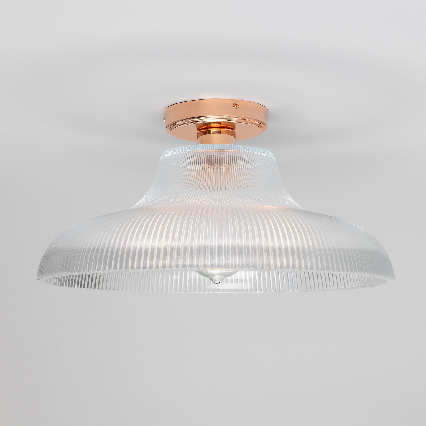 Mono Industrial Holophane Glass Flush Ceiling Light