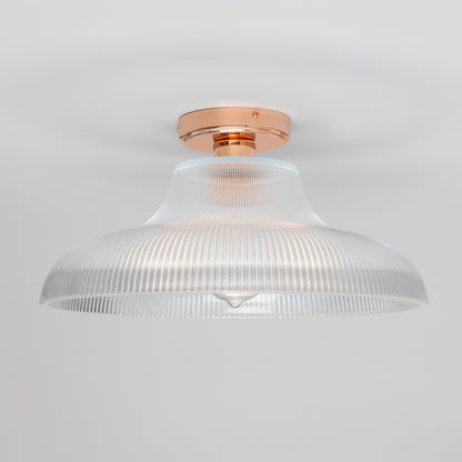 Mono Industrial Holophane Glass Flush Ceiling Light