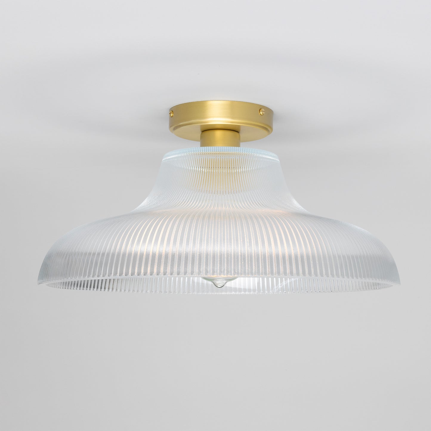 Mono Industrial Holophane Glass Flush Ceiling Light