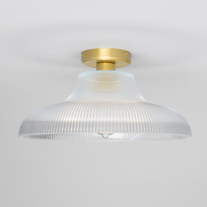 Mono Industrial Holophane Glass Flush Ceiling Light