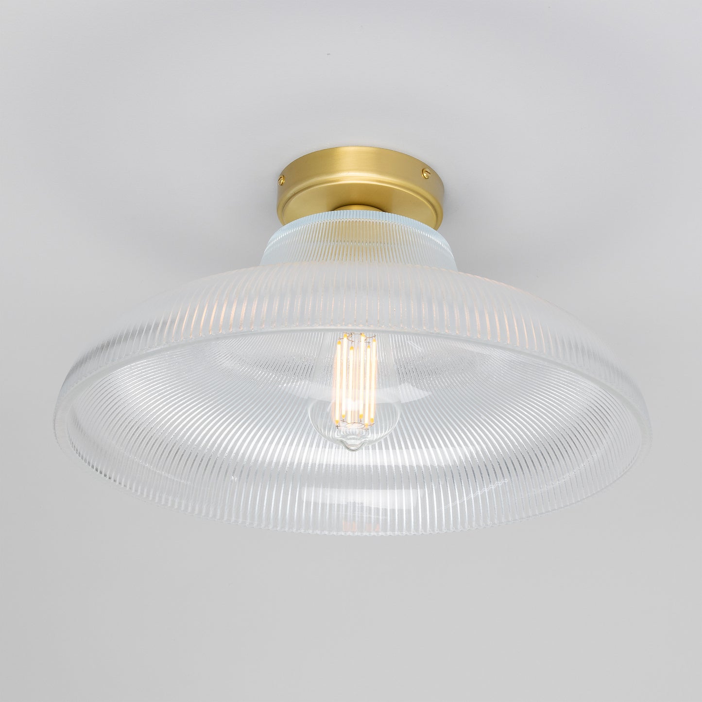 Mono Industrial Holophane Glass Flush Ceiling Light