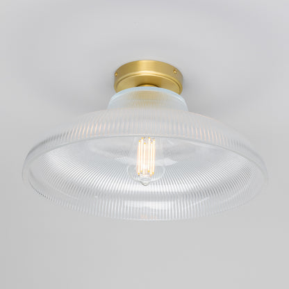 Mono Industrial Holophane Glass Flush Ceiling Light