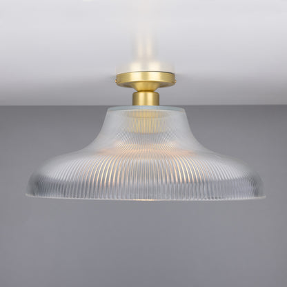 Mono Industrial Holophane Glass Flush Ceiling Light