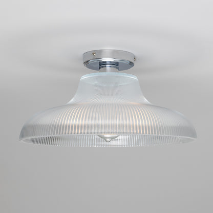 Mono Industrial Holophane Glass Flush Ceiling Light