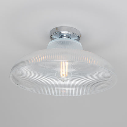 Mono Industrial Holophane Glass Flush Ceiling Light