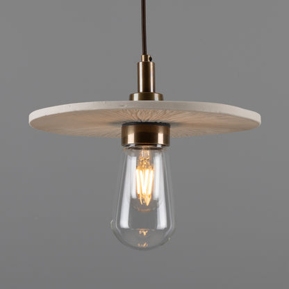 Bog Oak Organic Ceramic Disc Bathroom Pendant Light 28cm IP44