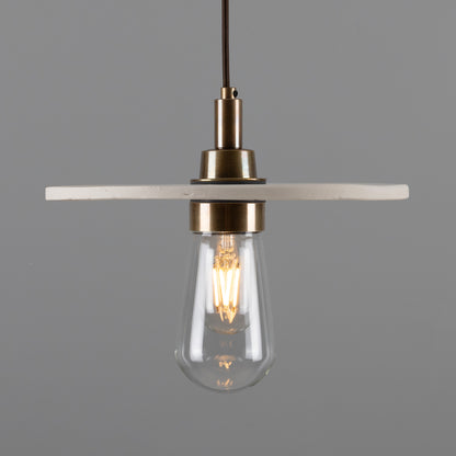 Bog Oak Organic Ceramic Disc Bathroom Pendant Light 28cm IP44