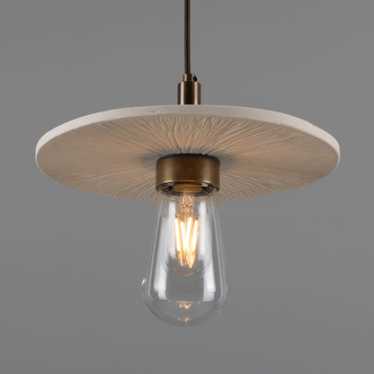 Bog Oak Organic Ceramic Disc Bathroom Pendant Light 28cm IP44