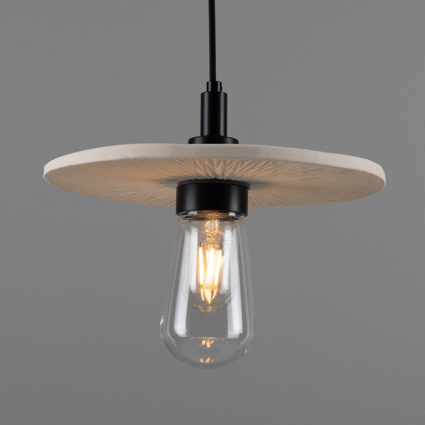 Bog Oak Organic Ceramic Disc Bathroom Pendant Light 28cm IP44
