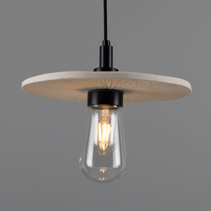 Bog Oak Organic Ceramic Disc Bathroom Pendant Light 28cm IP44