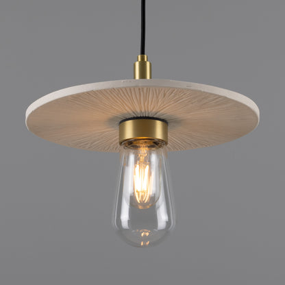 Bog Oak Organic Ceramic Disc Bathroom Pendant Light 28cm IP44
