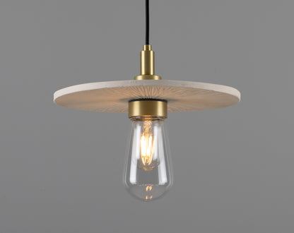 Bog Oak Organic Ceramic Disc Bathroom Pendant Light 28cm IP44