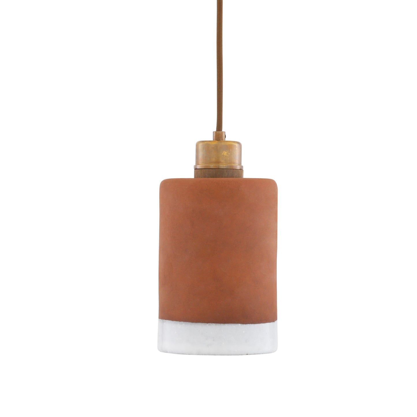 Pendentif en céramique Rhus en terre cuite avec bordure émaillée blanche