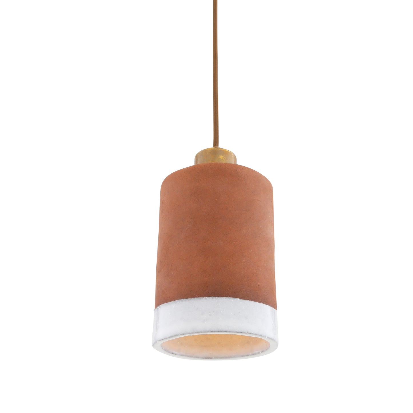 Pendentif en céramique Rhus en terre cuite avec bordure émaillée blanche