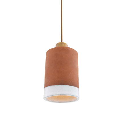 Pendentif en céramique Rhus en terre cuite avec bordure émaillée blanche