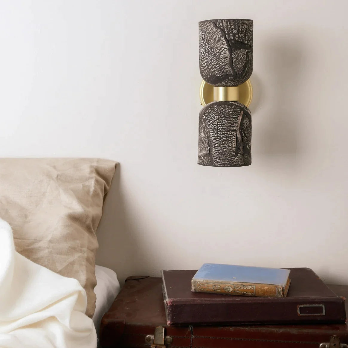Sakura Double Ceramic and Brass Wall Light