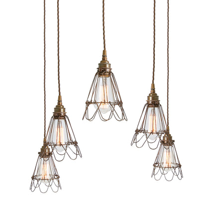 Praia Cage Pendant Cluster, Five Light