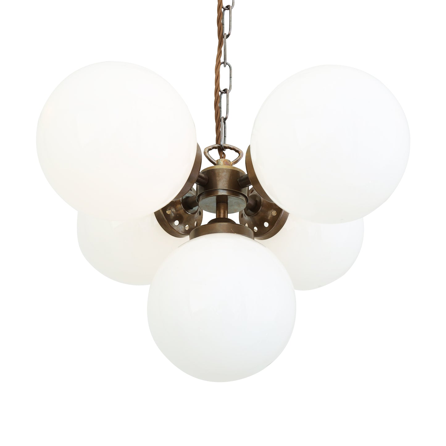 Lustre Yaoundé petit globe en opale, cinq lumières