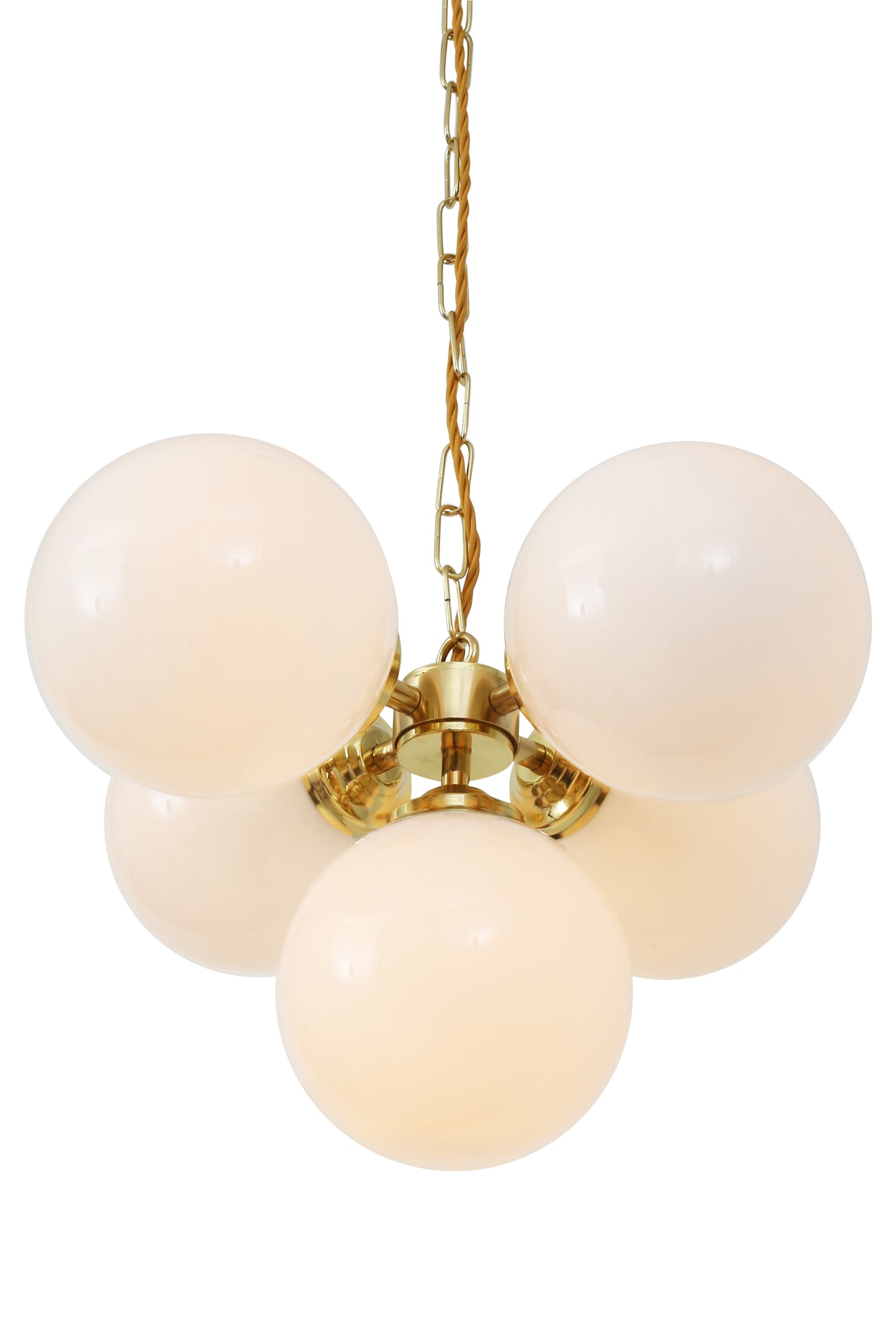 Lustre Yaoundé petit globe en opale, cinq lumières