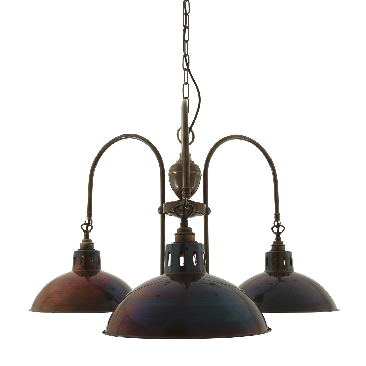 Lustre industriel en laiton Goiania, à trois bras