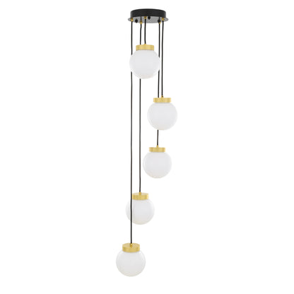Lustre Agusta Cascade Globe à cinq lumières
