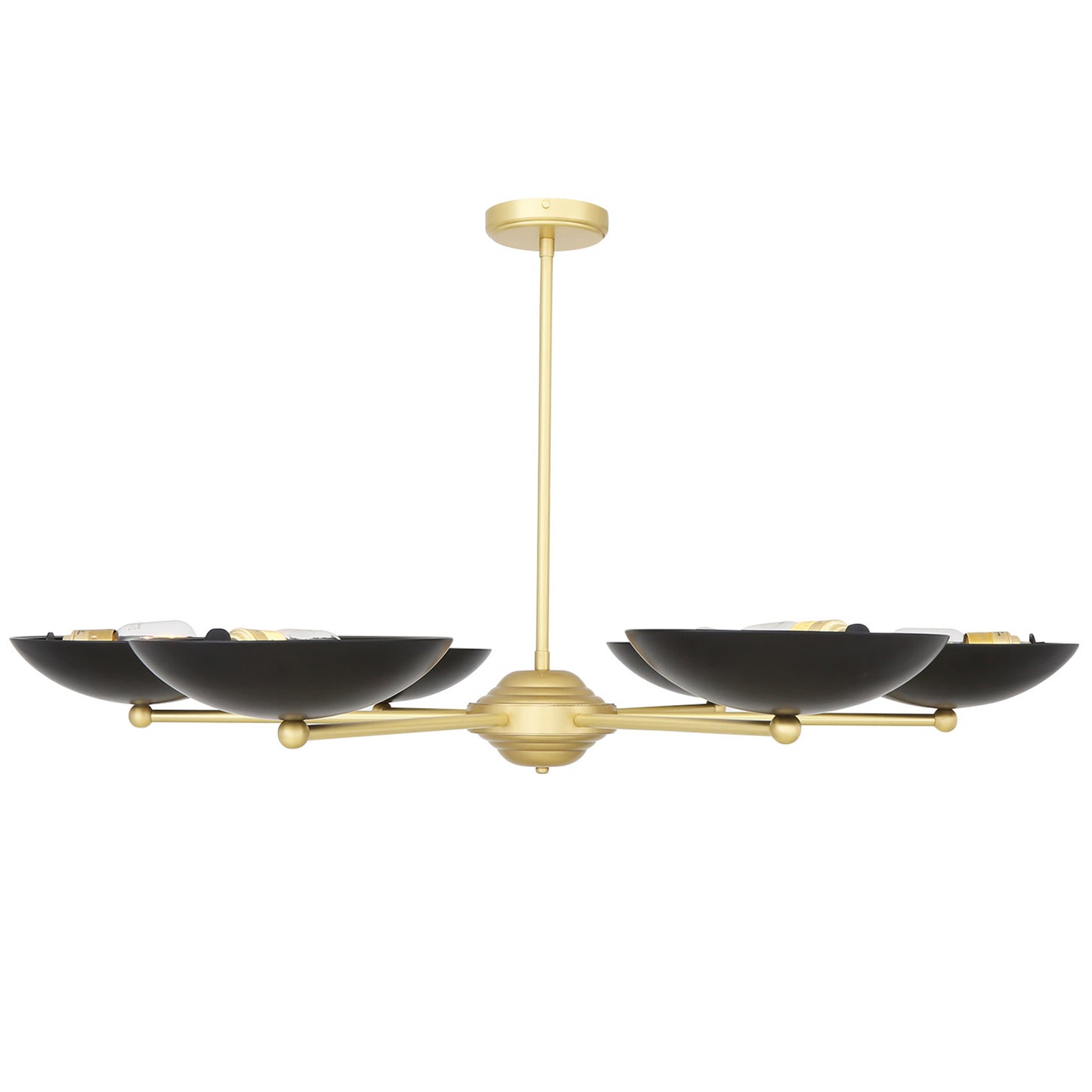Lustre moderne Newbury en laiton avec abat-jour en métal noir