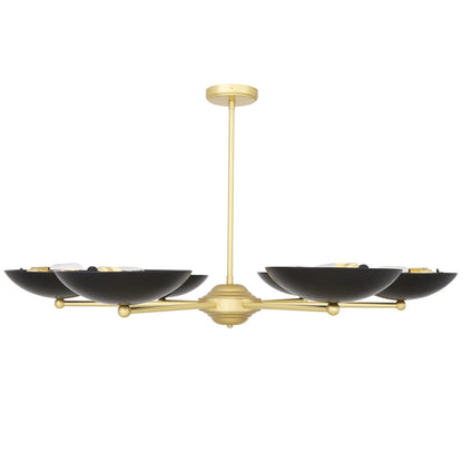 Lustre moderne Newbury en laiton avec abat-jour en métal noir