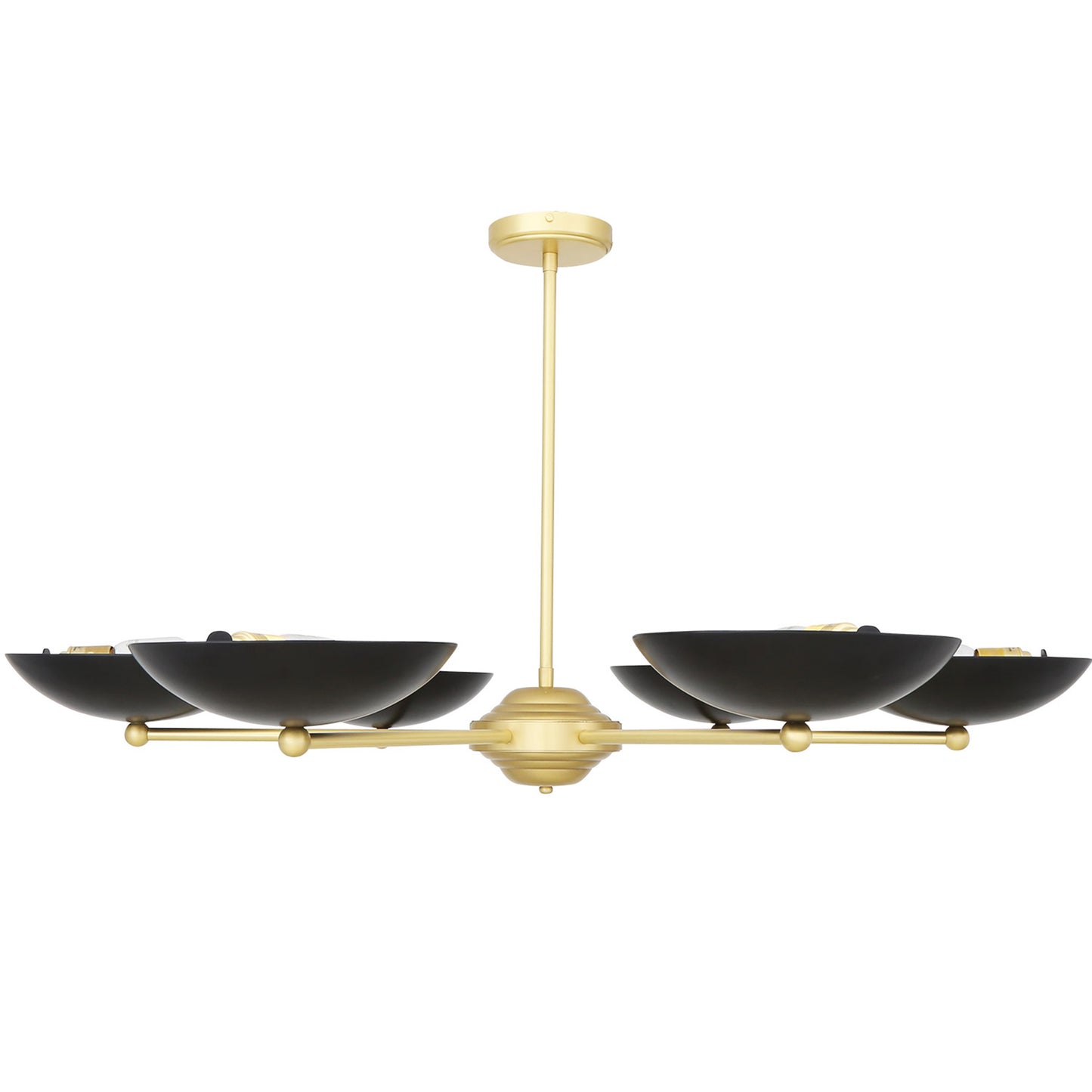 Lustre moderne Newbury en laiton avec abat-jour en métal noir